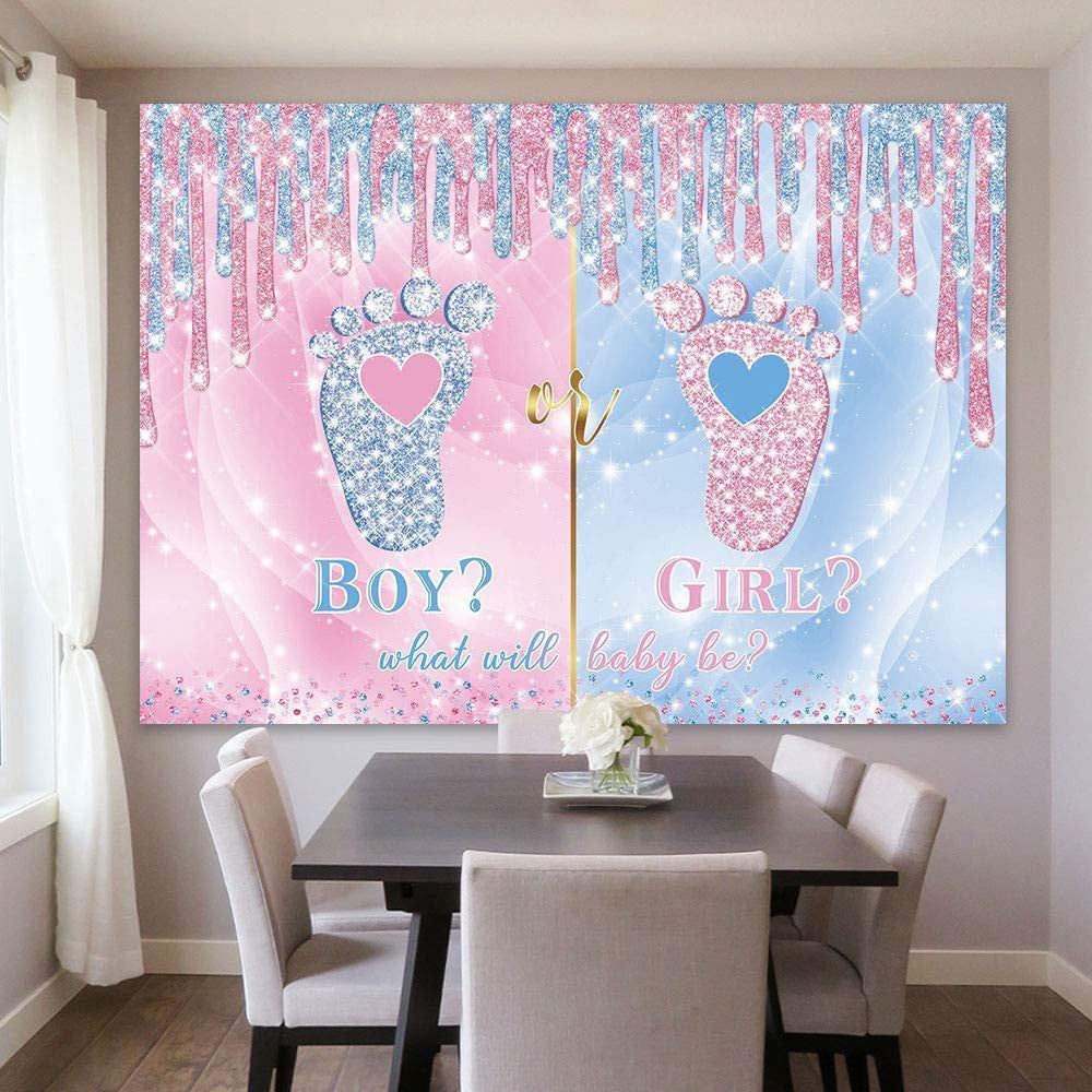 1000x1000 Little Feet Gender Reveal Backdrop for Boy or Girl Party Decoration Ne