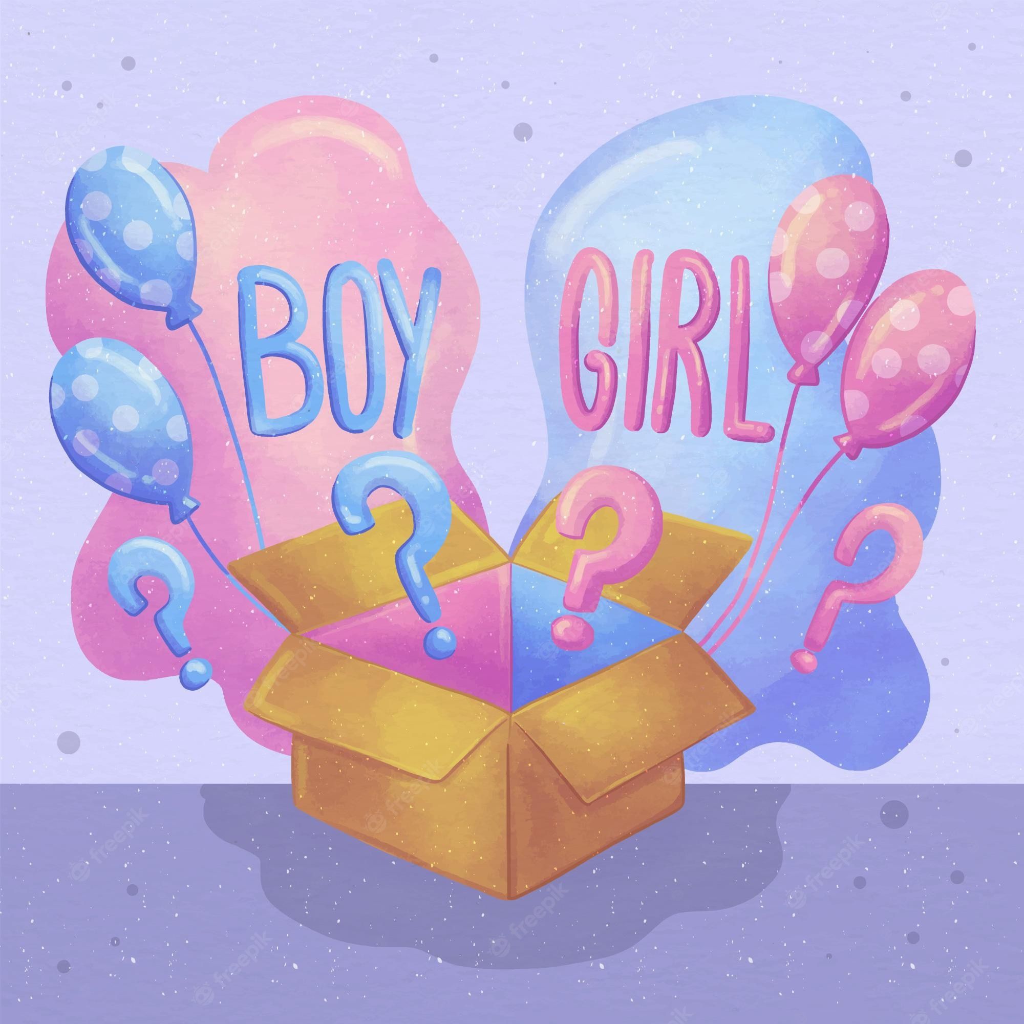 2000x2000 Free Vector. Hand painted watercolor gender reveal concept