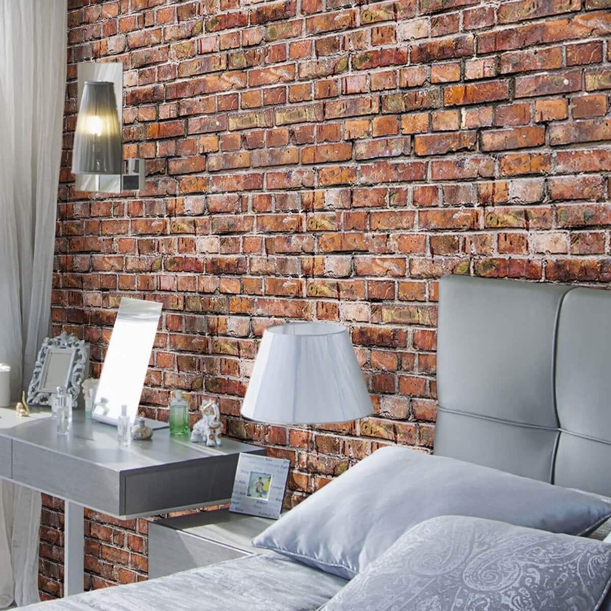 1200x1200 Red Brick Texture Peel and Stick Removable Wallpaper 8331 Bath & Beyond