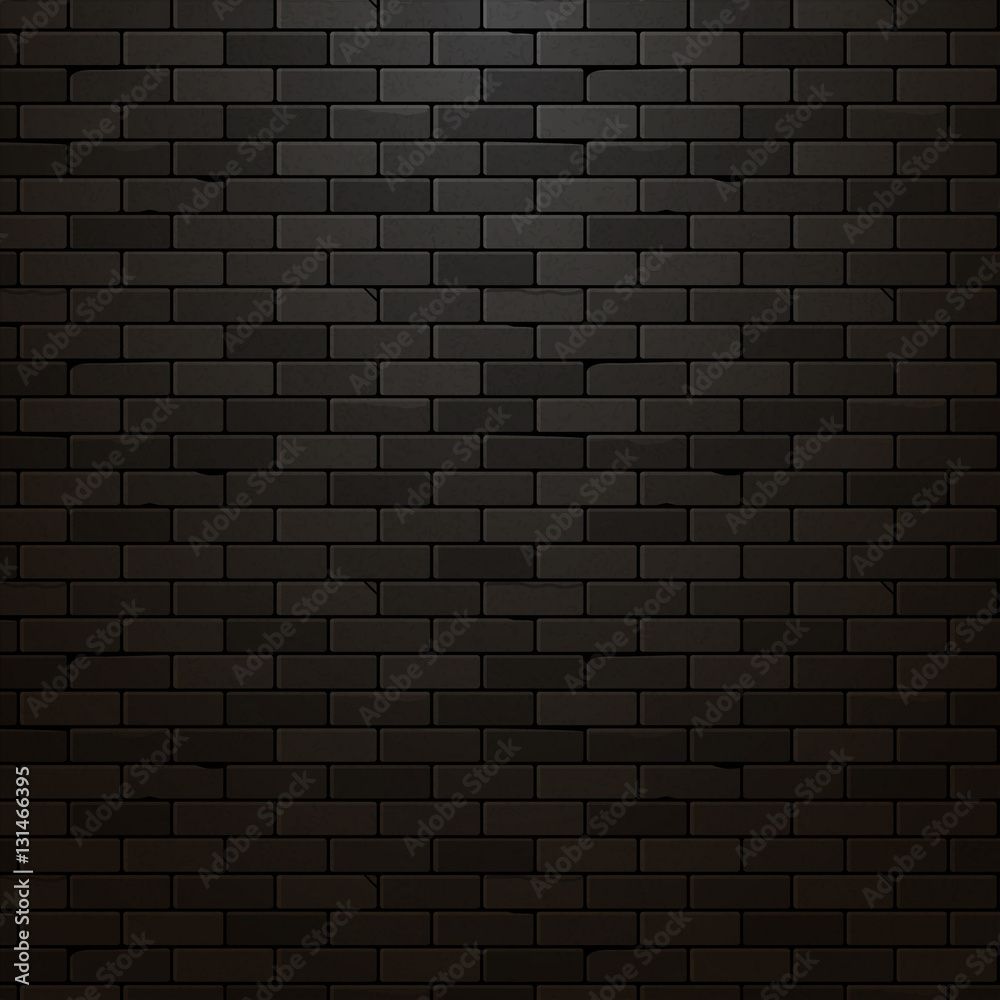 1000x1000 Black brick wall vector background. Dark brick texture design. Urban vintage grunge wallpaper Stock Vector