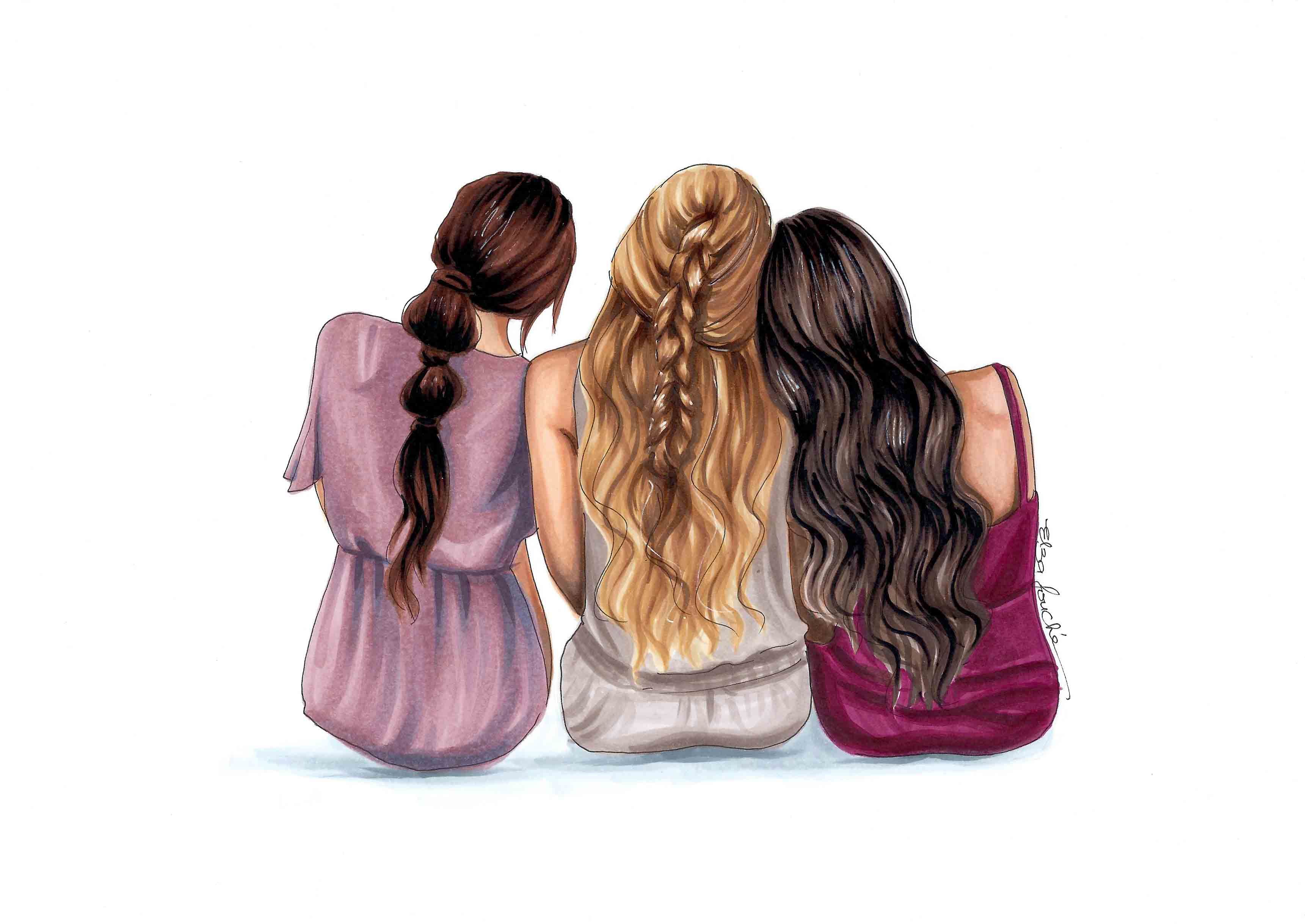 3442x2439 Three Best Friends Girls Wallpaper