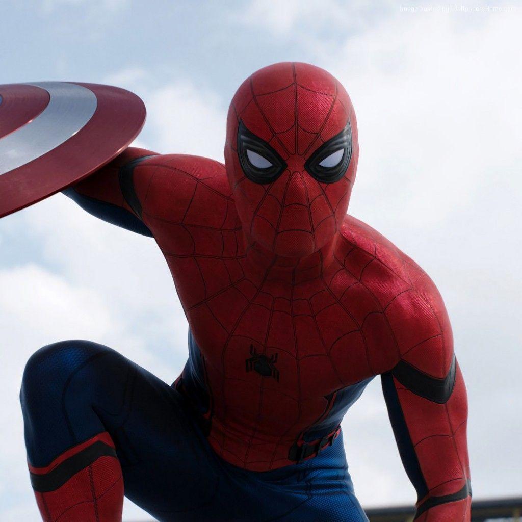 1024x1024 Wallpaper Captain America 3: civil war, SPIDER MAN Marvel, best