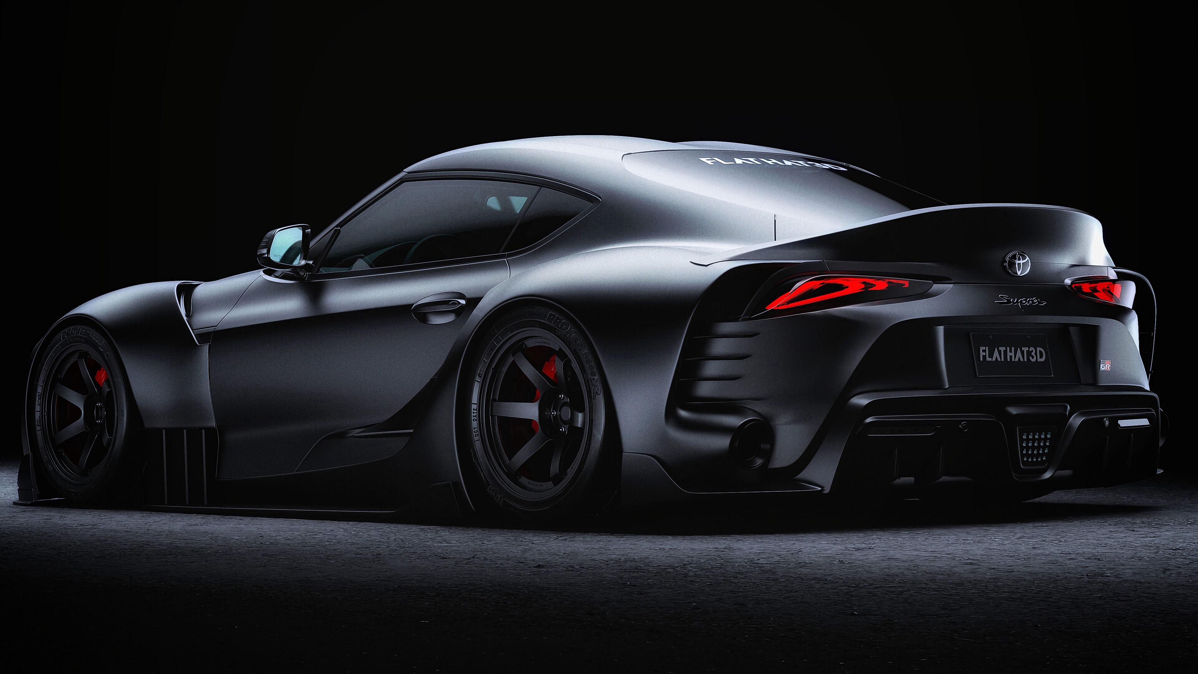 3840x2160 Wallpaper / toyota supra, toyota, sportscar, gray, side view, night, dark, 4k free download