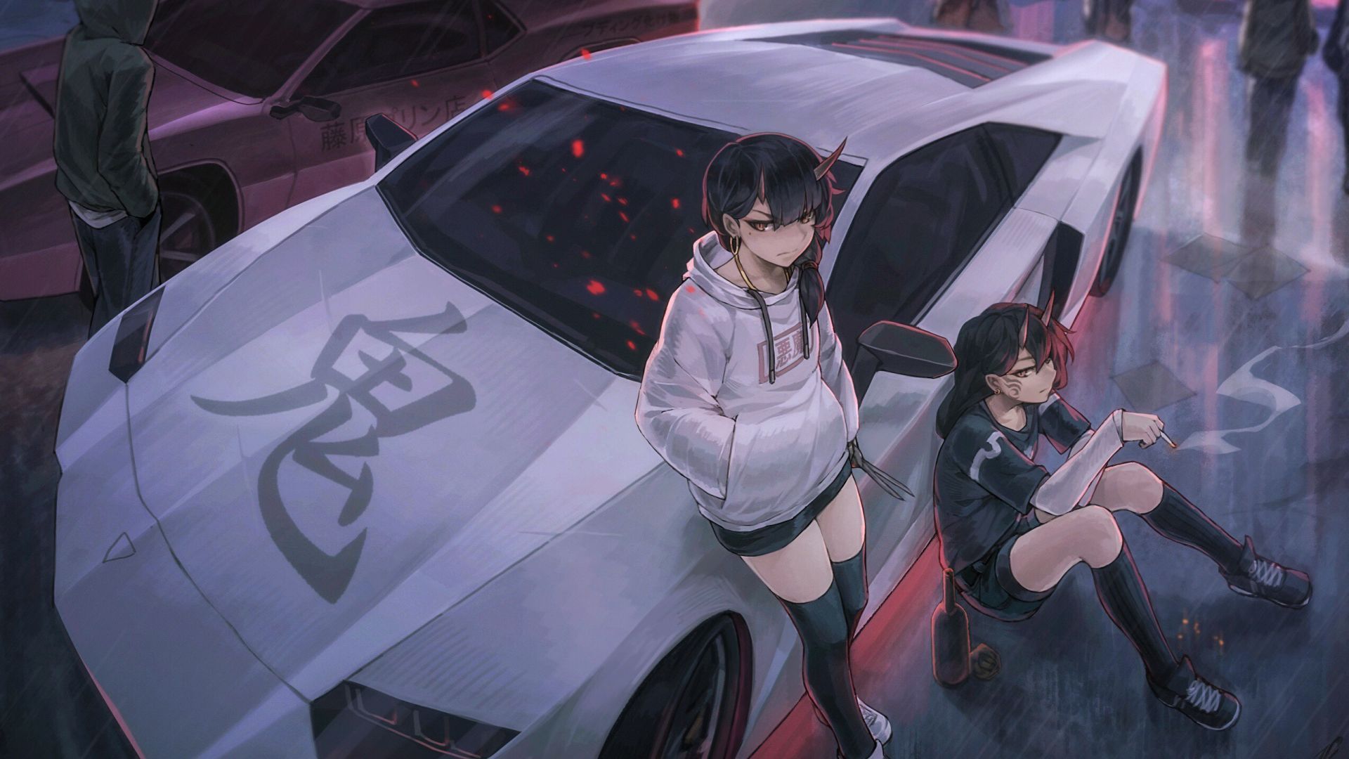 1920x1080 Desktop Wallpaper Car, Urban Anime Girls, Art, HD Image, Picture, Background, 56914c