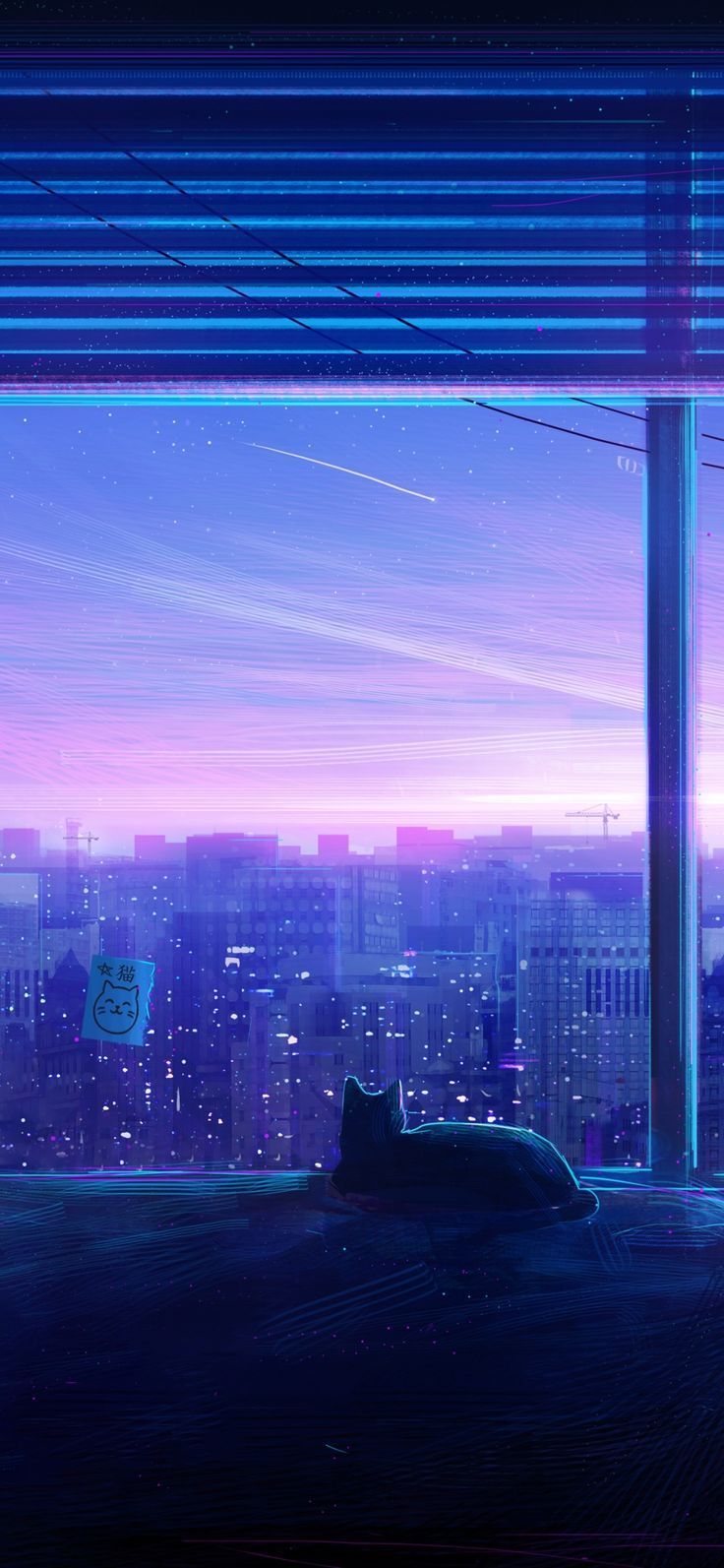 736x1593 Cat at window digital art mobile wallpaper. Pretty wallpaper background, Scenery wallpaper, Anime scenery wallpaper
