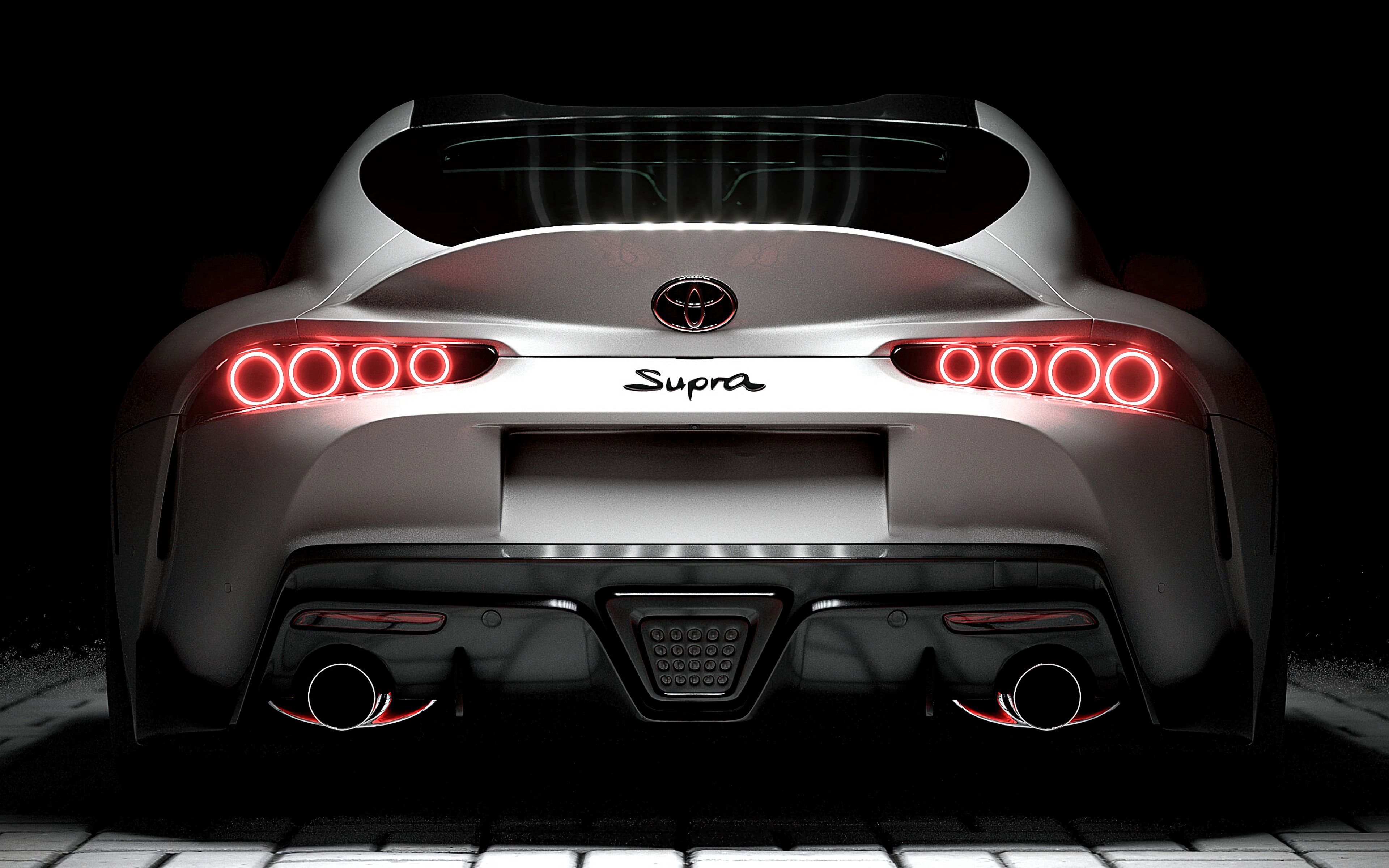 3840x2400 Download wallpaper 3840x2400 toyota supra, toyota, sportscar, white, rear view, backlight 4k ultra HD 16:10 HD background