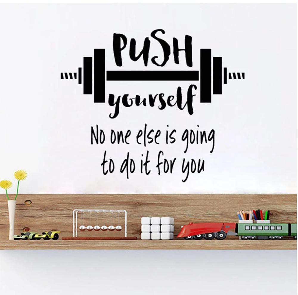 1000x990 Push Yourself Gym Quotes Wall Decal Stickers Barbell Workout Exercise Sport Vinyl Decals Mural Home Decoration Wallpaper 51cmx42cm : Amazon.co.uk: DIY & Tools