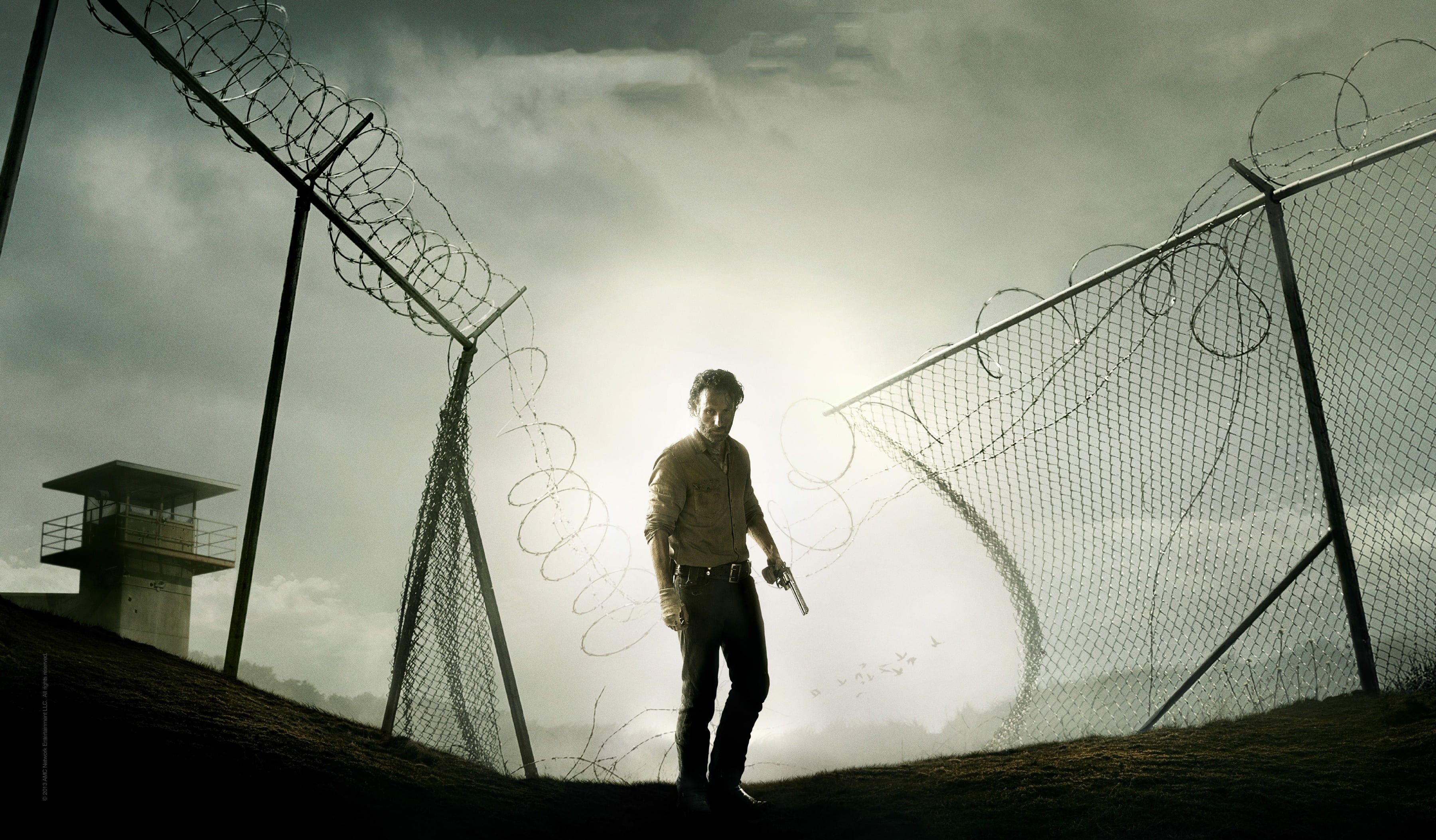 3600x2106 Wallpaper / The Walking Dead, young adult, real people, adult, dead, outdoors, rick, casual clothing, boundary, 2K, rear view, wallpaper, walking, one person, cloud free download