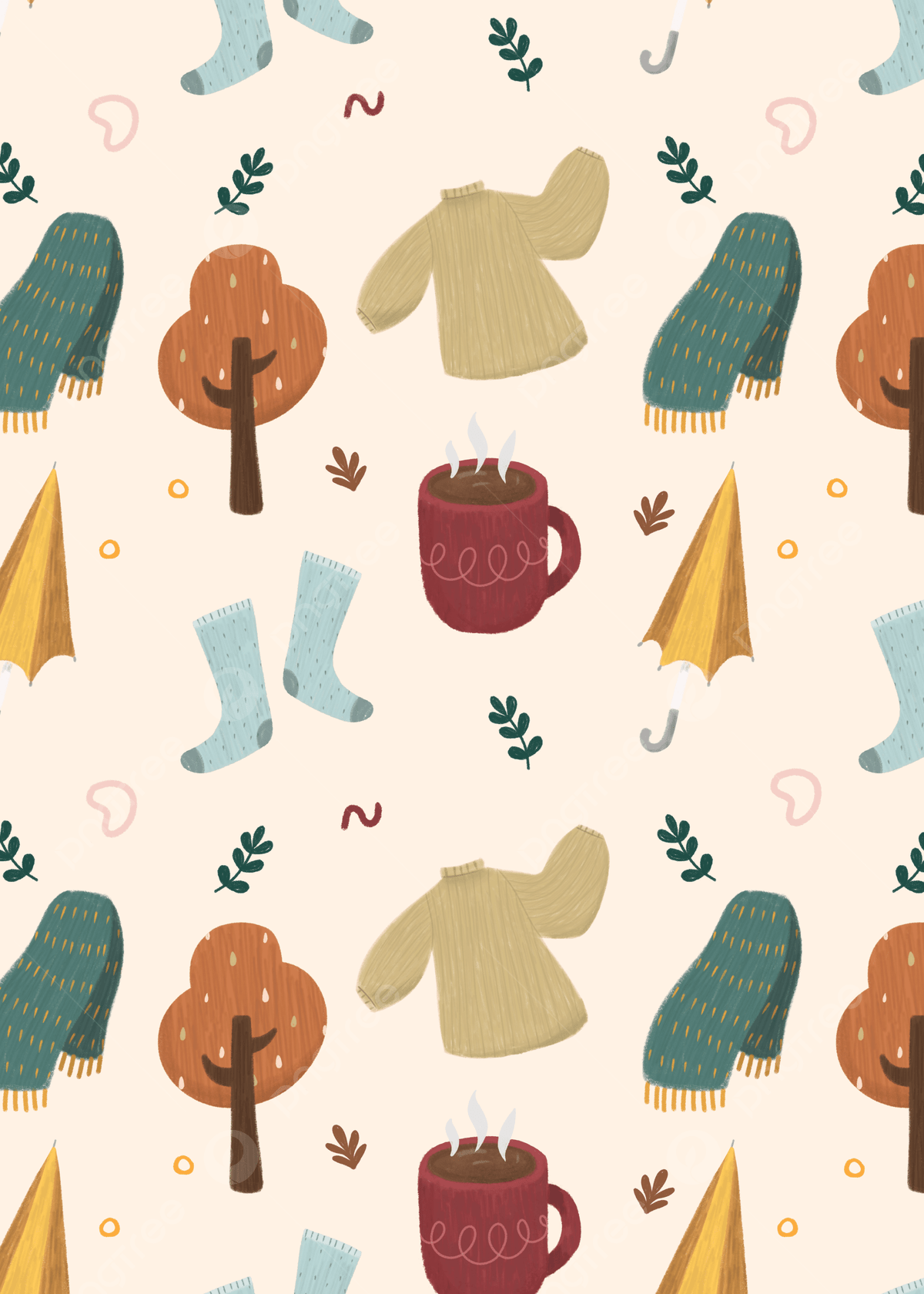 1200x1680 Cozy Aesthetic Autumn Pattern Background Wallpaper Image For Free Download
