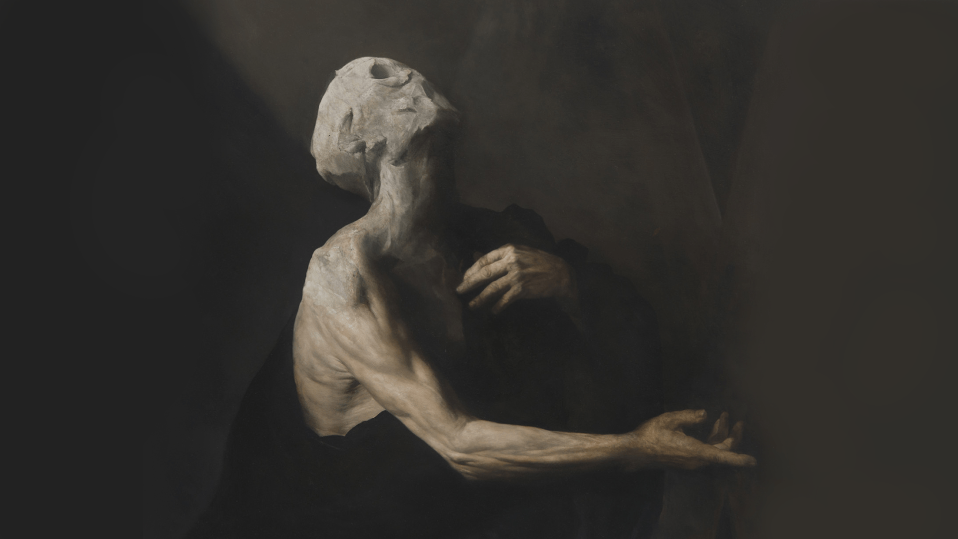 1920x1080 Zdzisław Beksiński, oil painting, depressing, sadness, painting, horror, artwork, skullx1080 Wallpaper
