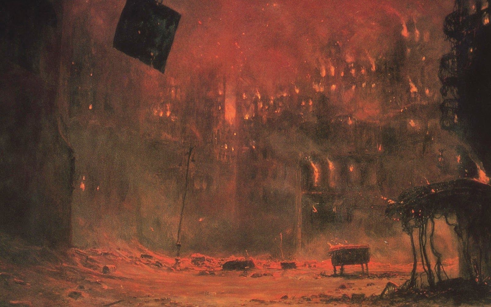 1600x1000 zdzisław beksińskiław beksiński, Fire art, Beksiński