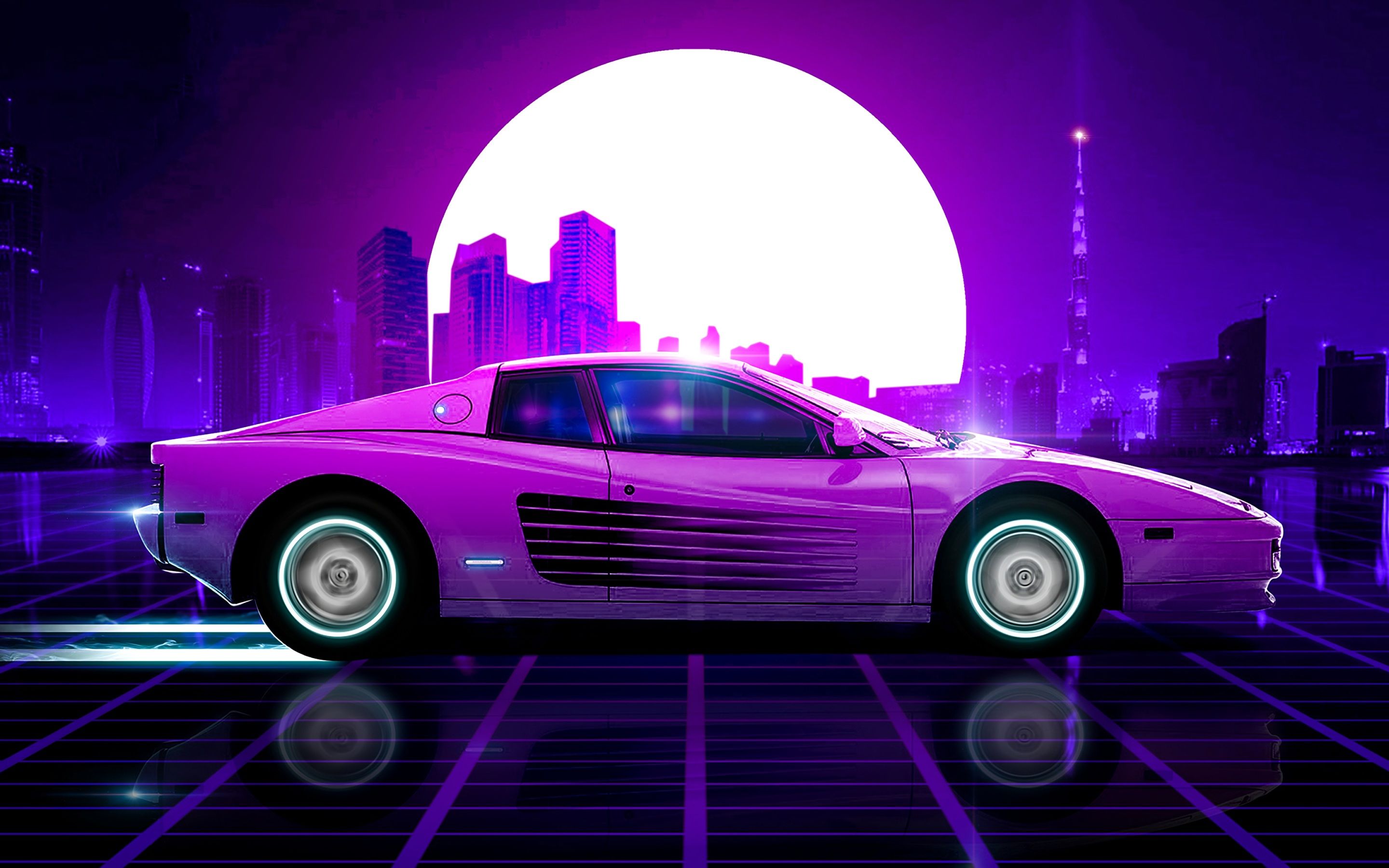 2880x1800 Wallpaper 4k Ferrari Synthwave Wallpaper