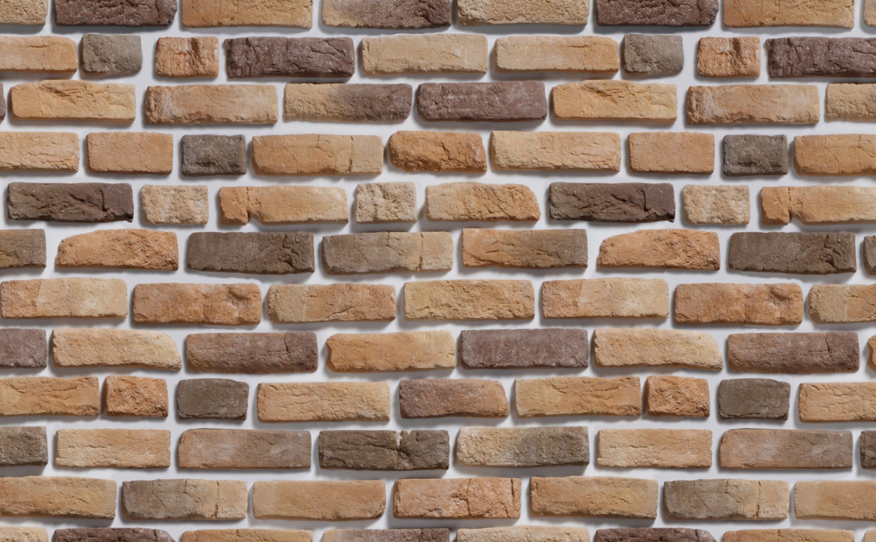 3028x1872 Aged Variegated Brick Wallpaper for Walls. Coffee Brick Pattern
