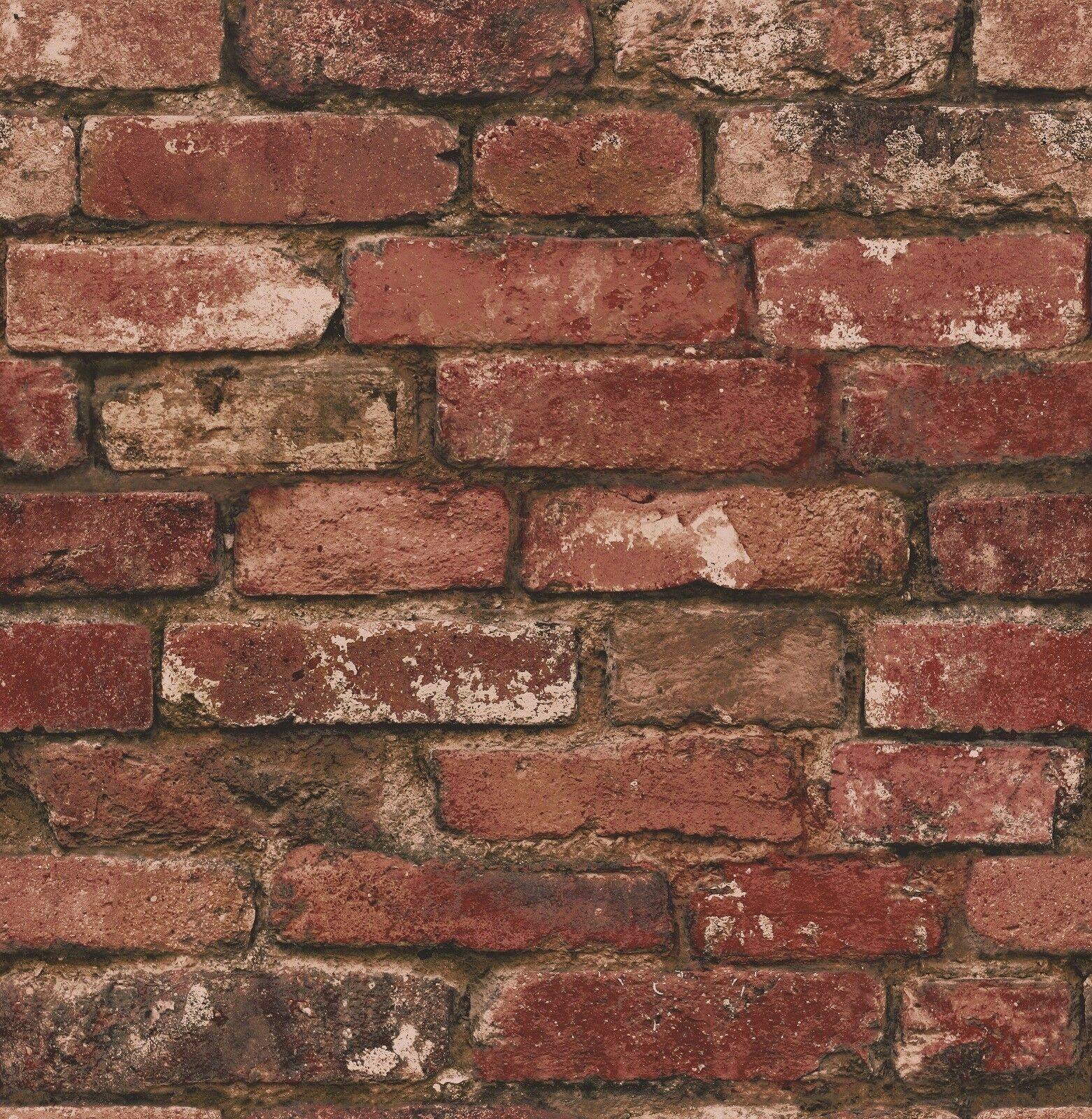 1561x1600 WM3128501 Red brown orange faux rustic brick 3D Loft Wallpaper
