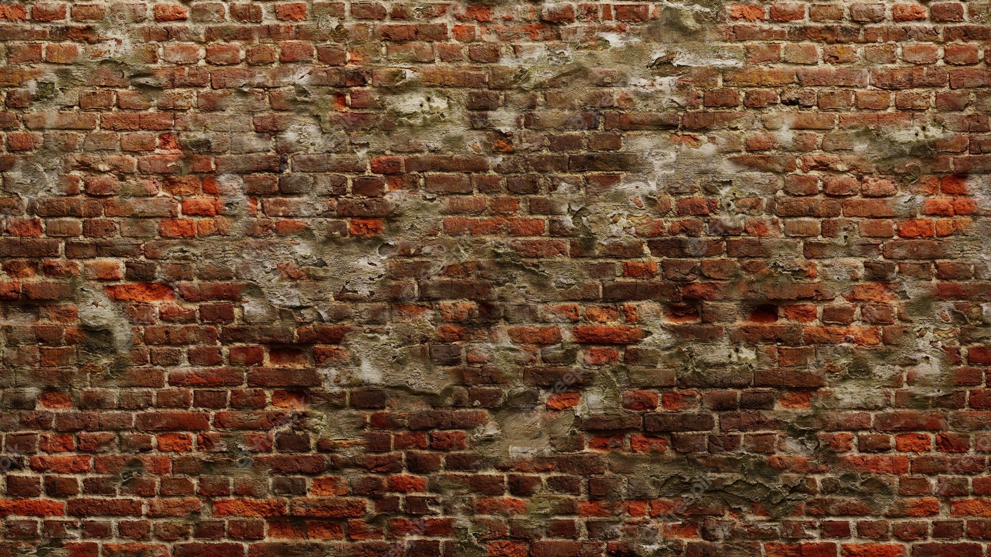 2000x1125 Premium Photok high resolution dark orange wall dirty brick wallpaper background realistic 3D rendering 003