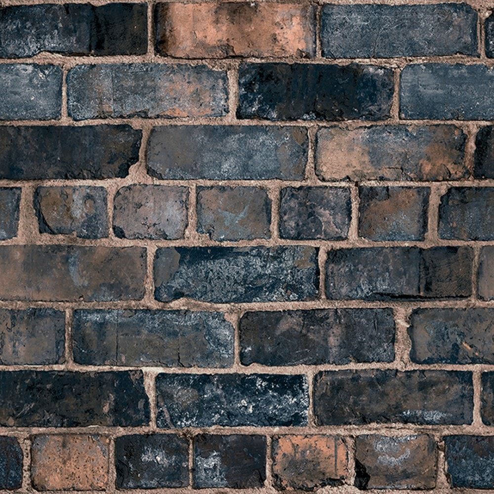 1000x1000 Downtown Brick wallpaper in navy. I Love Wallpaper