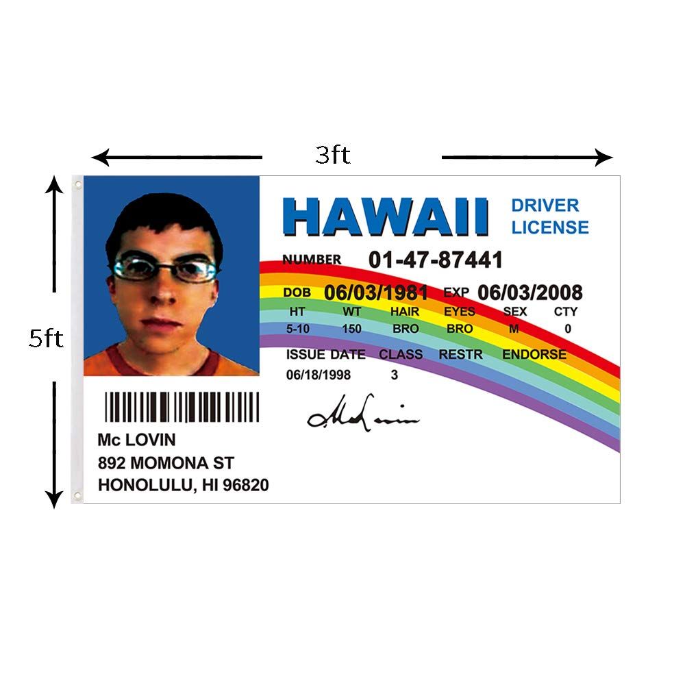 1000x1000 McLovin Flag 3x5Ft Fake Driver License Banner Double Stitched Outdoor Indoor Decoration Banner with Brass Gromments: Buy Online at Best Price in UAE