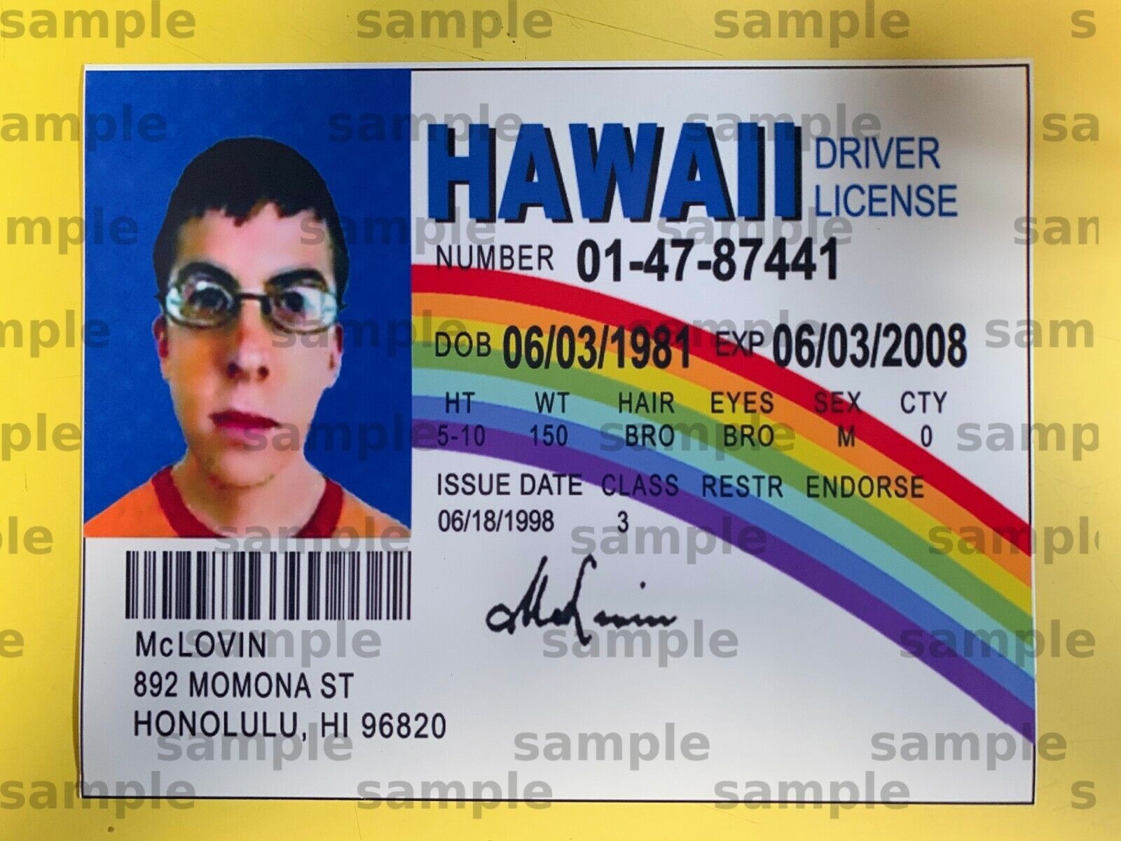 1600x1200 McLovin card style LARGE MAGNET from Movie Superbad Fogels Joke 8.5&; x 11&;