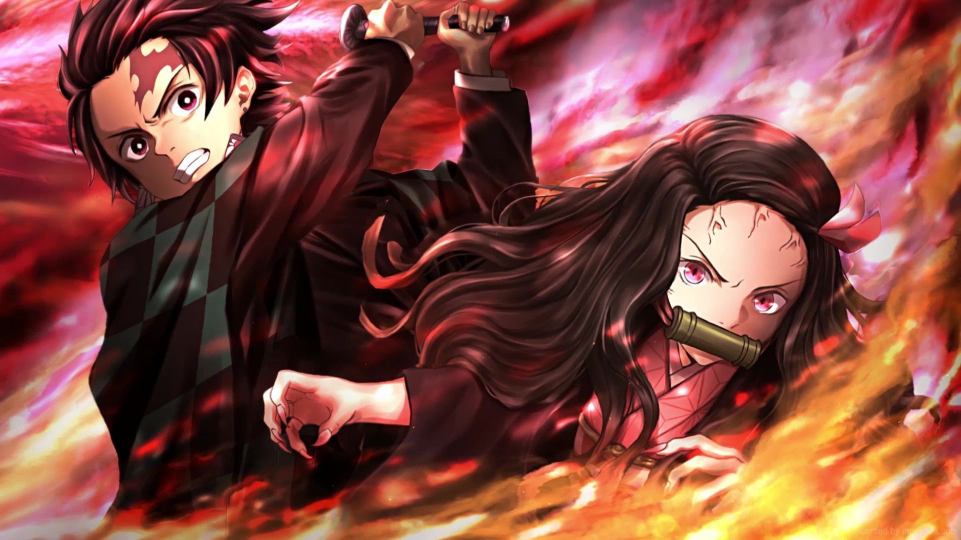 1920x1080 Nezuko And Tanjiro Dance Of The Fire God Kimetsu No Yaiba Live Wallpaper