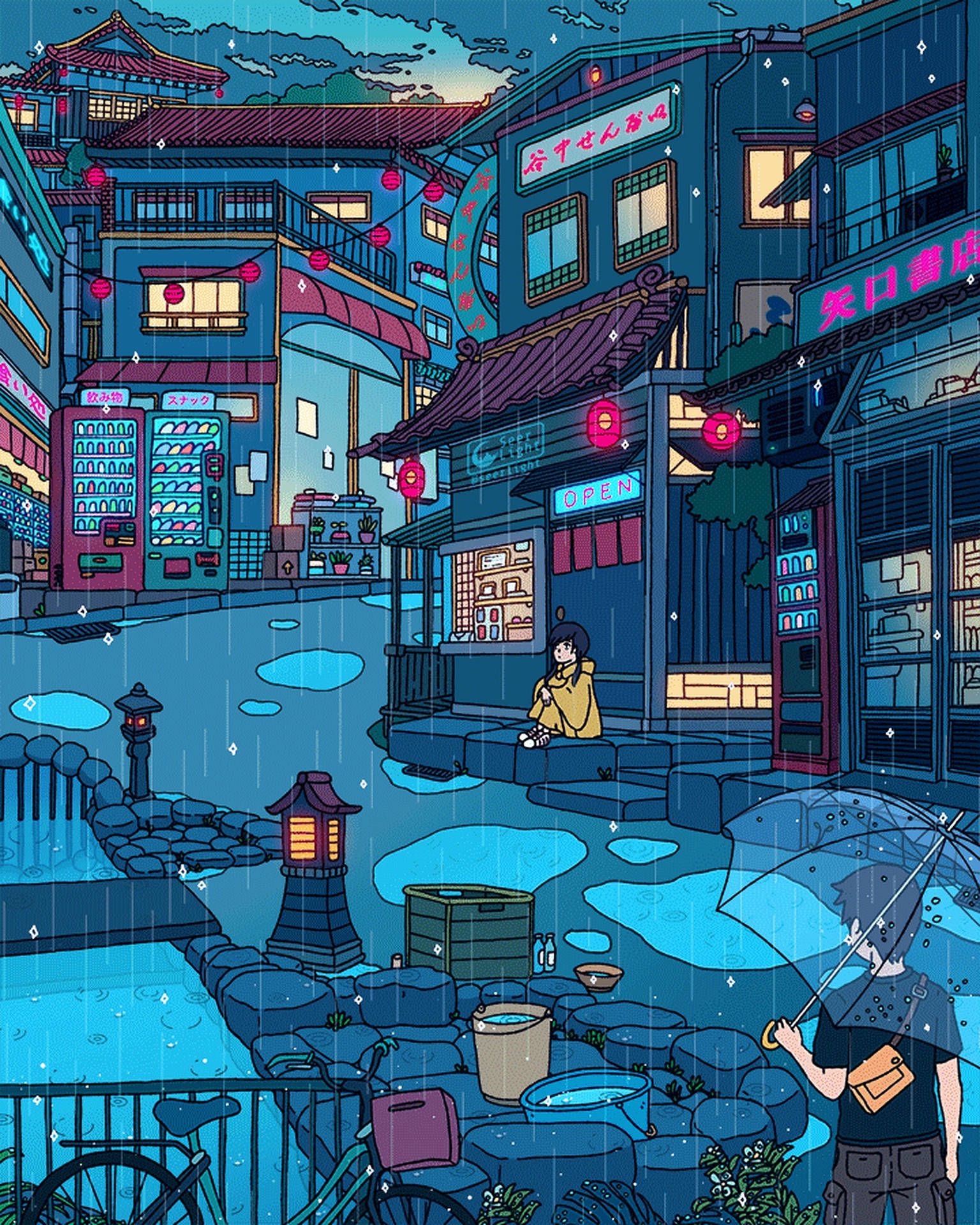 1536x1920 Download Weathering With You Pixel Art Wallpaper