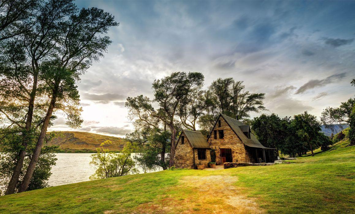 1159x700 New Zealand house lake trees landscape wallpaperx2416