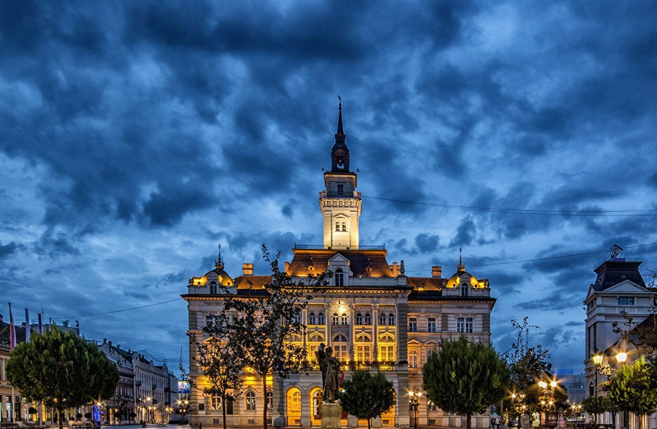 1280x837 Desktop Wallpaper Serbia Novi Sad Street Night Street lights Houses