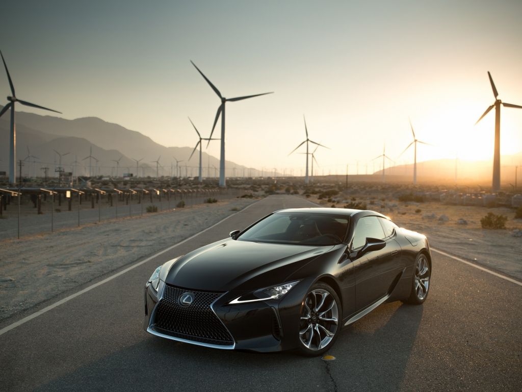 1024x768 Wallpaper black, turbines, landscape, lexus lc outdoor desktop wallpaper, HD image, picture, background, fbbded
