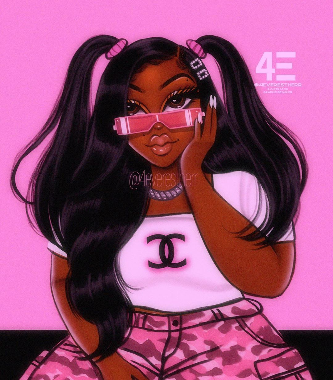 1080x1231 Pretty Black Girl Cartoon Wallpaper