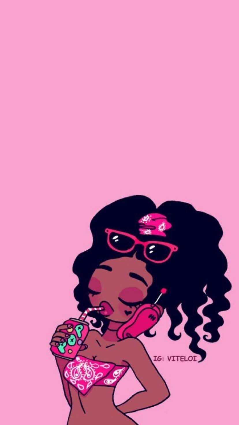 828x1471 Pretty Black Girl Cartoon Wallpaper