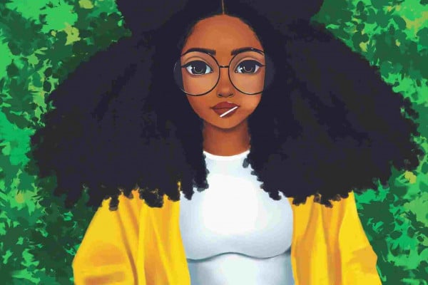 Cartoon afro black girl Black women