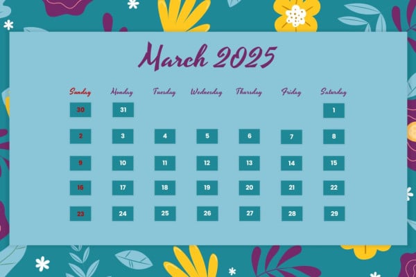 March 2025 Calendar Wallpaper