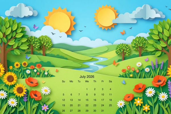 July 2026 Calendar Wallpaper