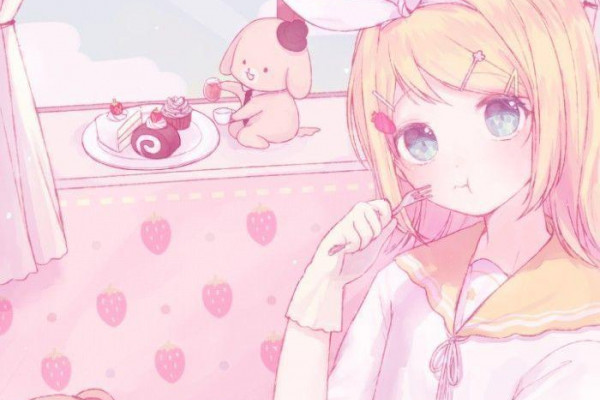Kawaii Pink Anime Desktop Wallpaper - Just go Inalong
