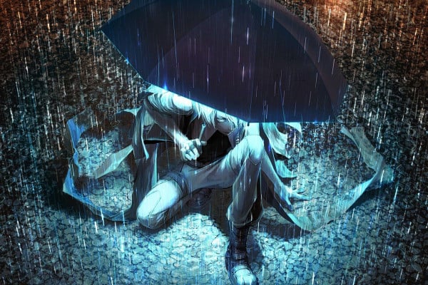 Download wallpaper 800x1200 girl umbrella rain sad anime iphone 4s4  for parallax hd background
