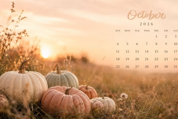 October 2026 Calendar Wallpaper
